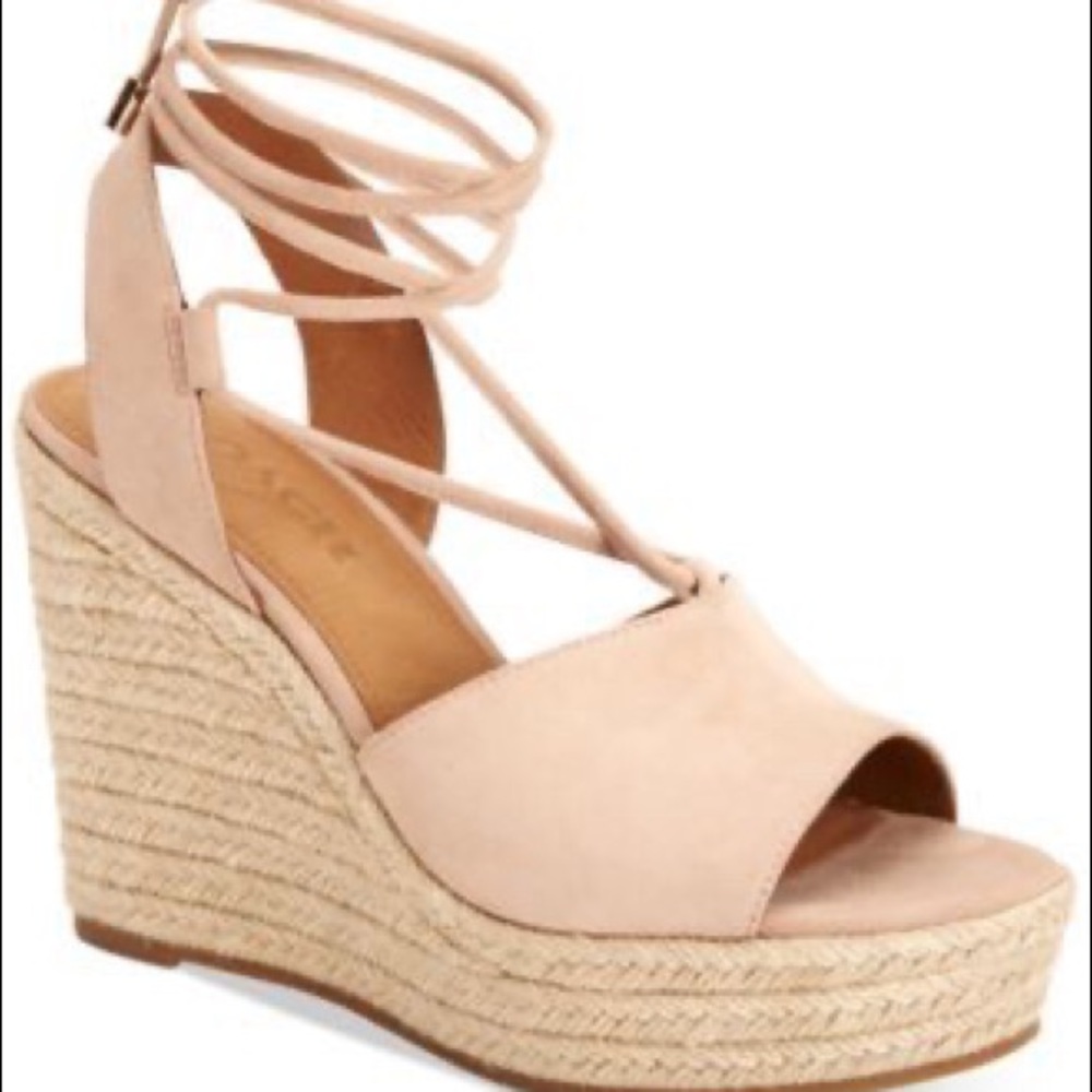 COACH Dana Espadrille Beige Suede Wedge
